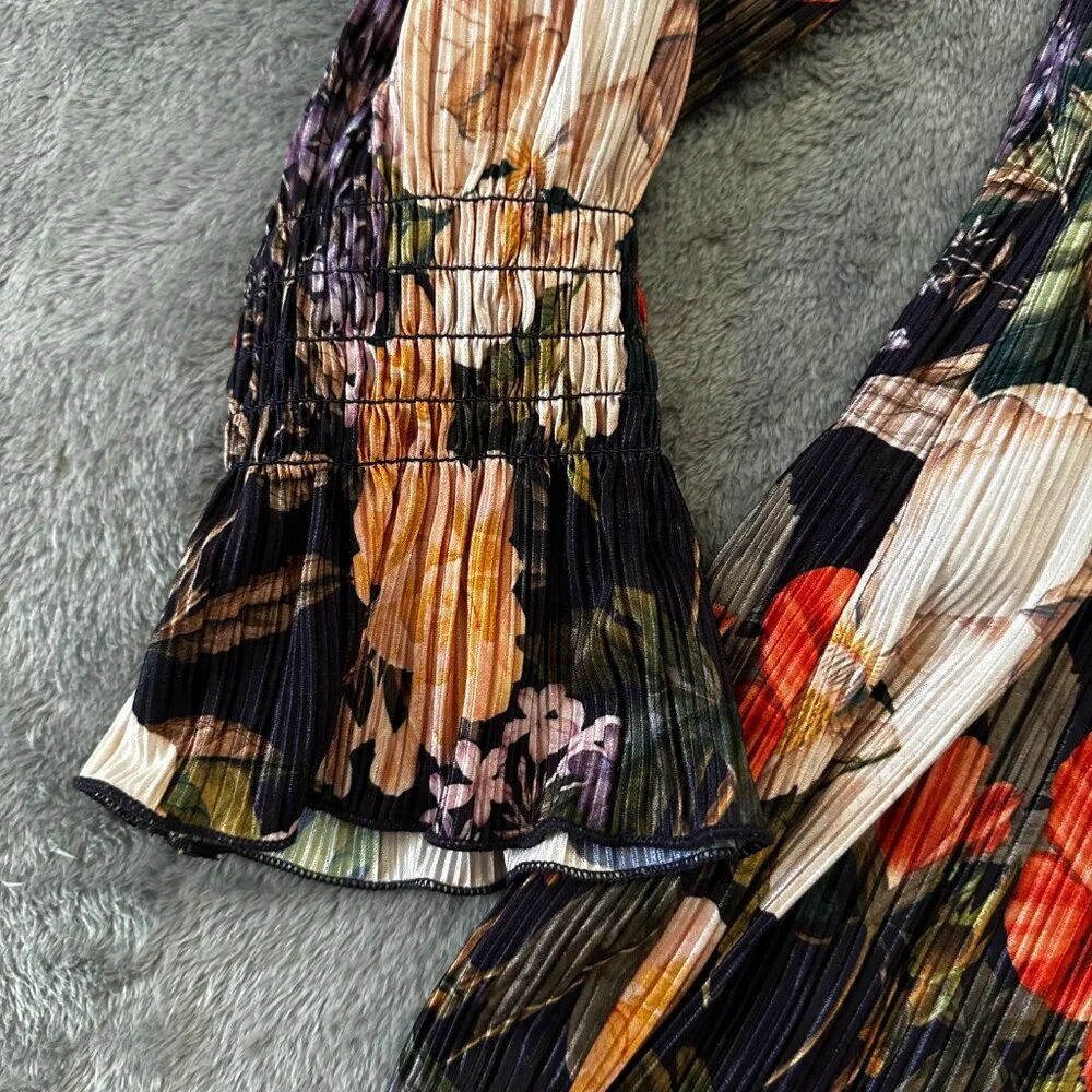 Chico's Crinkle Long Sleeve Floral Blouse Shirt Women's 3 XL - Picture 2 of 8